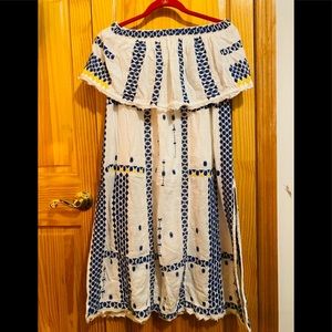 Free People embroidered strapless dress